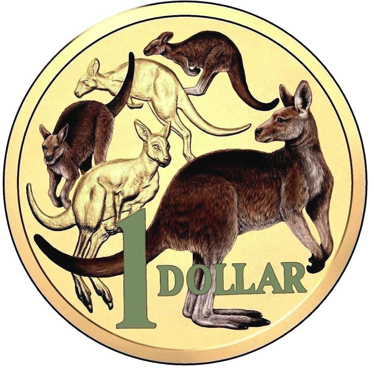 Australia 2014 $1 Coloured Uncirculated Mob of Roos