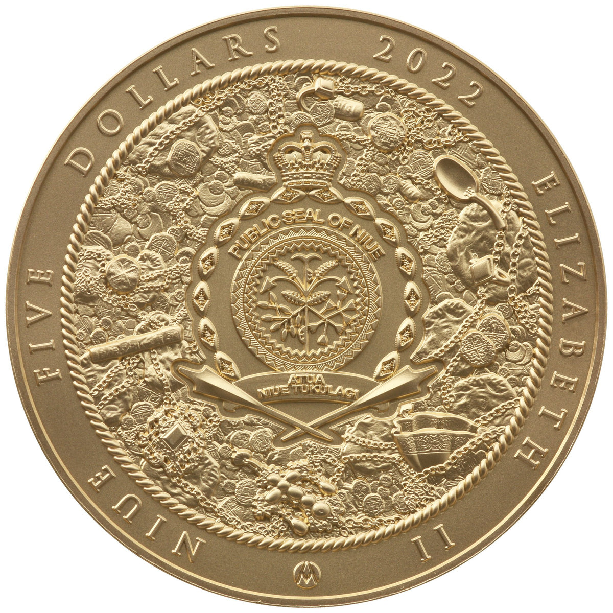 Niue 2022 $5 Nuestra Senora de Atocha 2 oz Gilded Silver with Sunken Treasure Inlay- 50 made