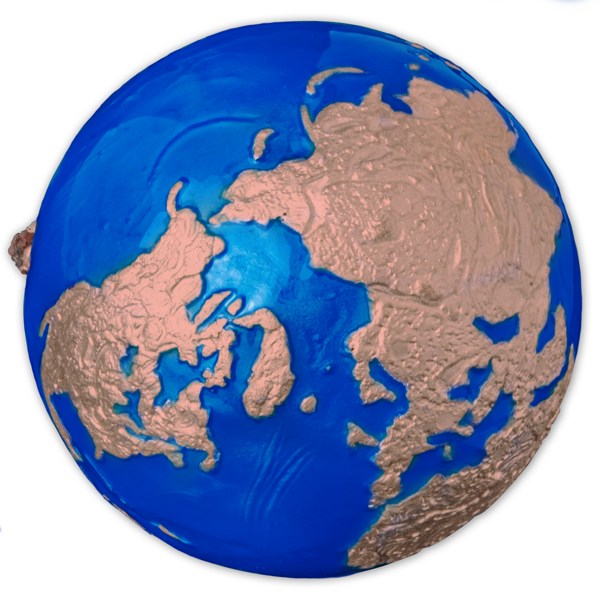 Barbados 2022 $5 Endangered Blue Marble Earth with Meteorite from Space Rose Gold-Plated 3oz Antiqued Silver Sphere Coin