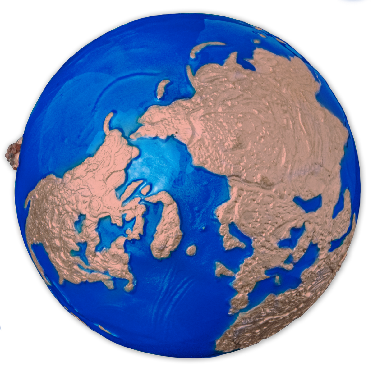 Barbados 2022 $5 Endangered Blue Marble Earth with Meteorite from Space Rose Gold-Plated 3oz Antiqued Silver Sphere Coin