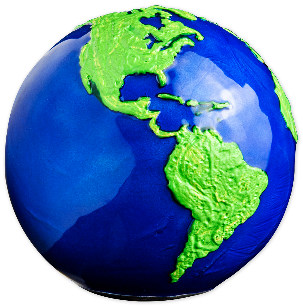 Barbados 2022 $5 Blue Marble Green Planet Earth 3oz Silver Coloured Sphere Coin
