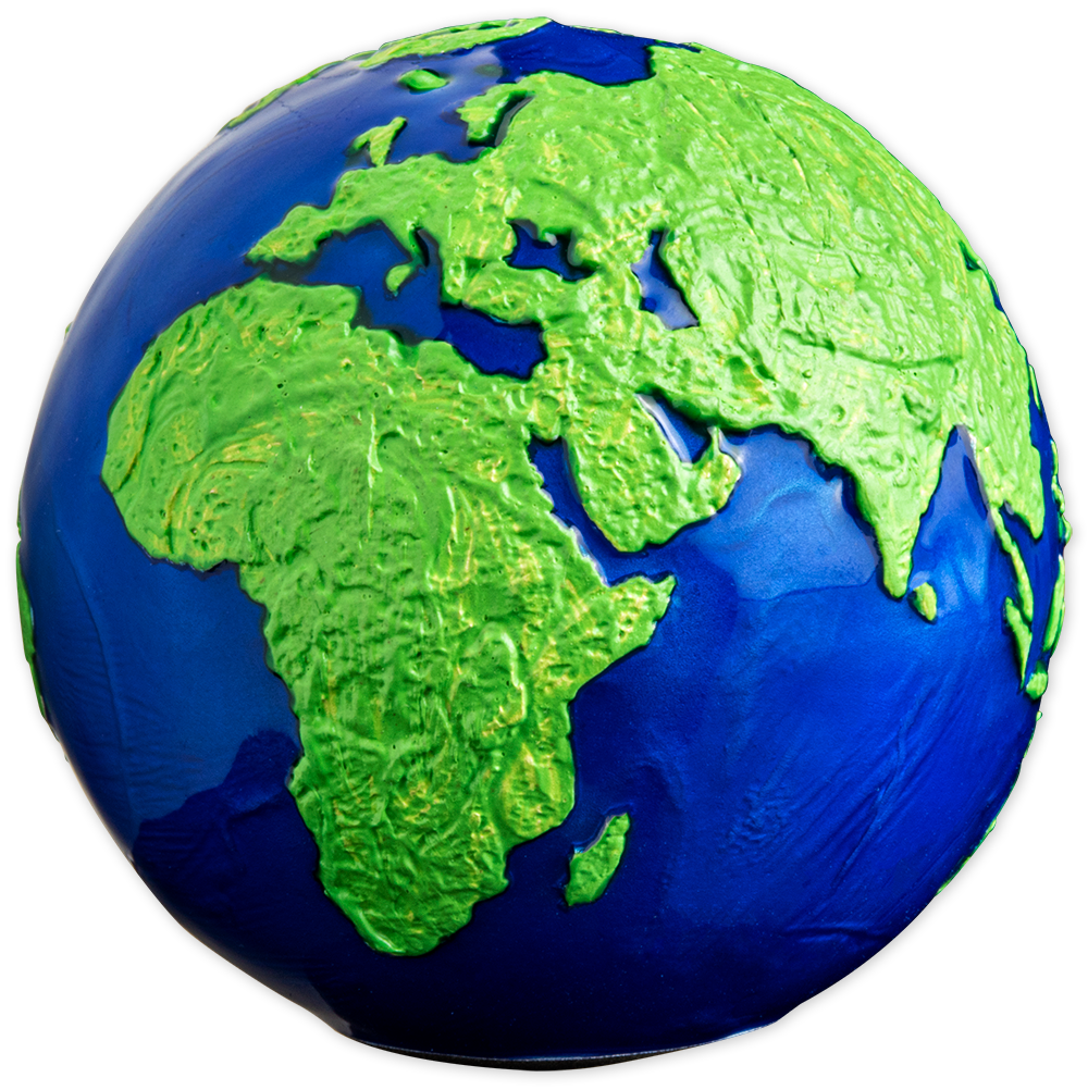 Barbados 2022 $5 Blue Marble Green Planet Earth 3oz Silver Coloured Sphere Coin