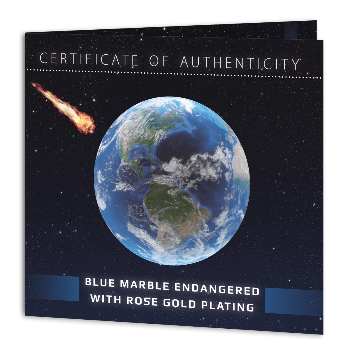 Barbados 2022 $5 Endangered Blue Marble Earth with Meteorite from Space Rose Gold-Plated 3oz Antiqued Silver Sphere Coin