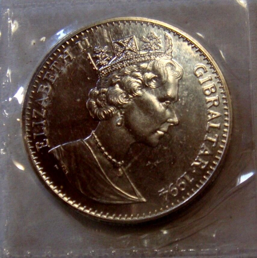 Gibraltar 1994 2.8 Ecus Uncirculated Clasping Hands Overse