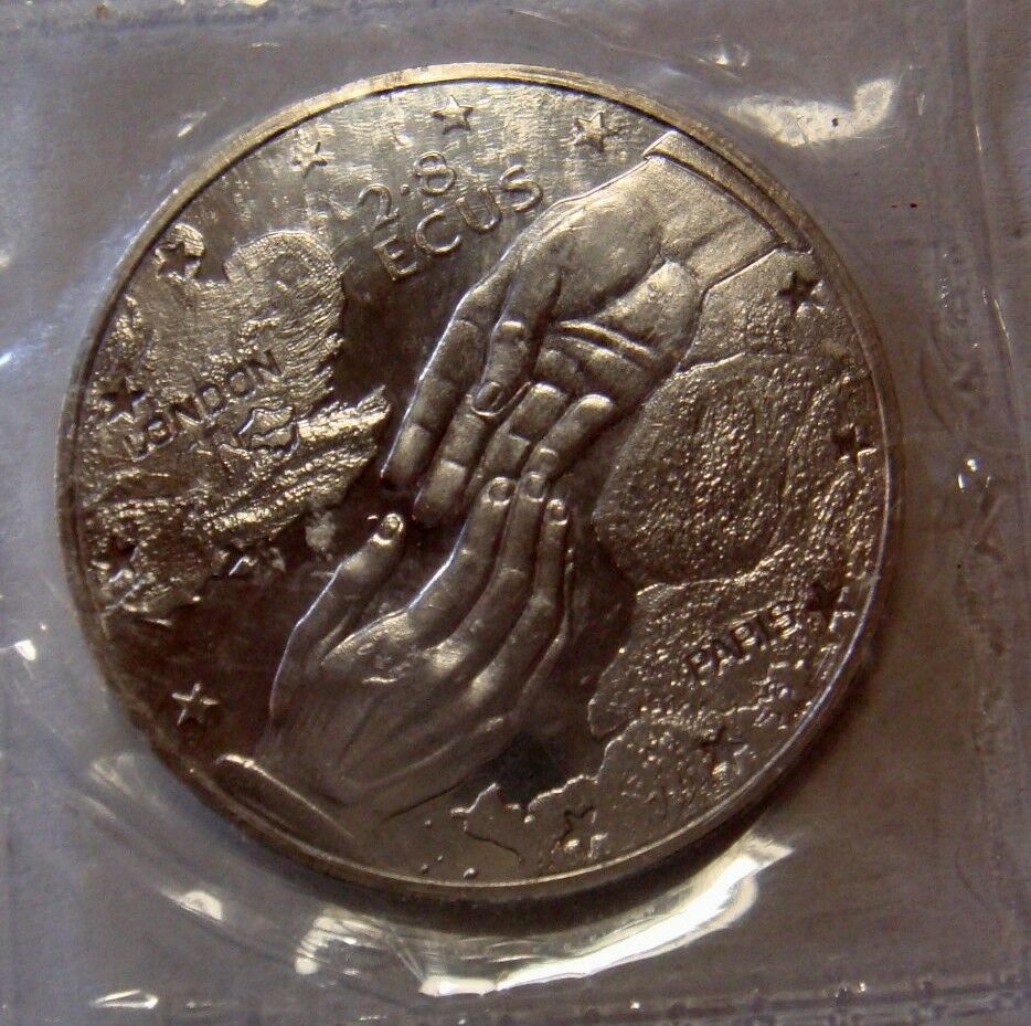Gibraltar 1994 2.8 Ecus Uncirculated Clasping Hands Reverse