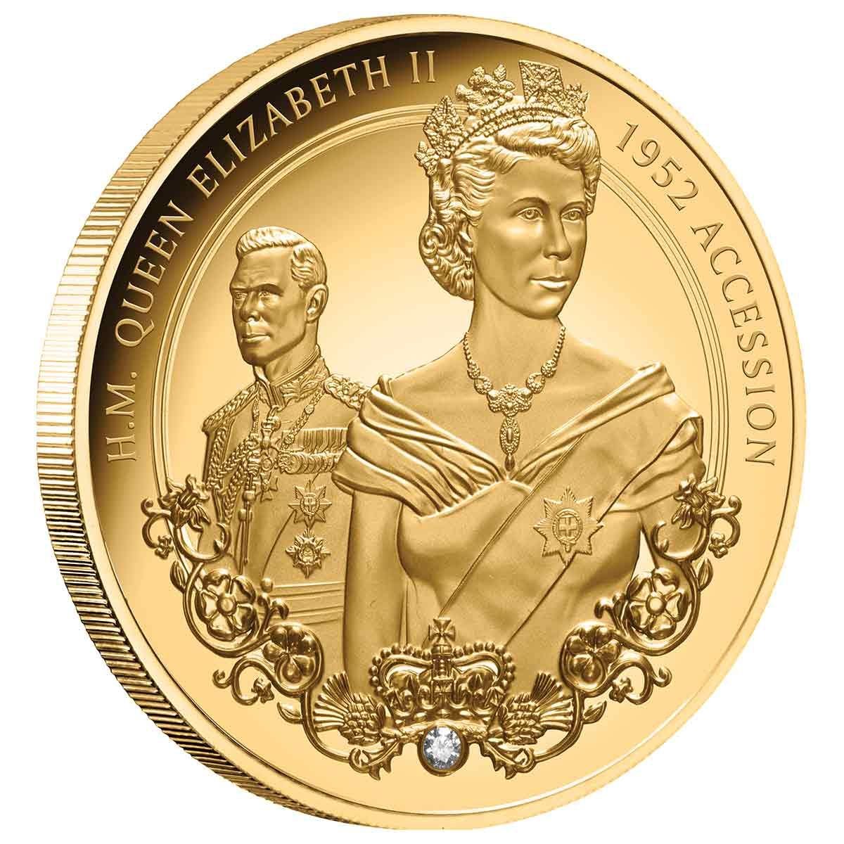 Tokelau 2022 $100 Queen Elizabeth II Accession 1oz 99.99% Gold Proof Coin