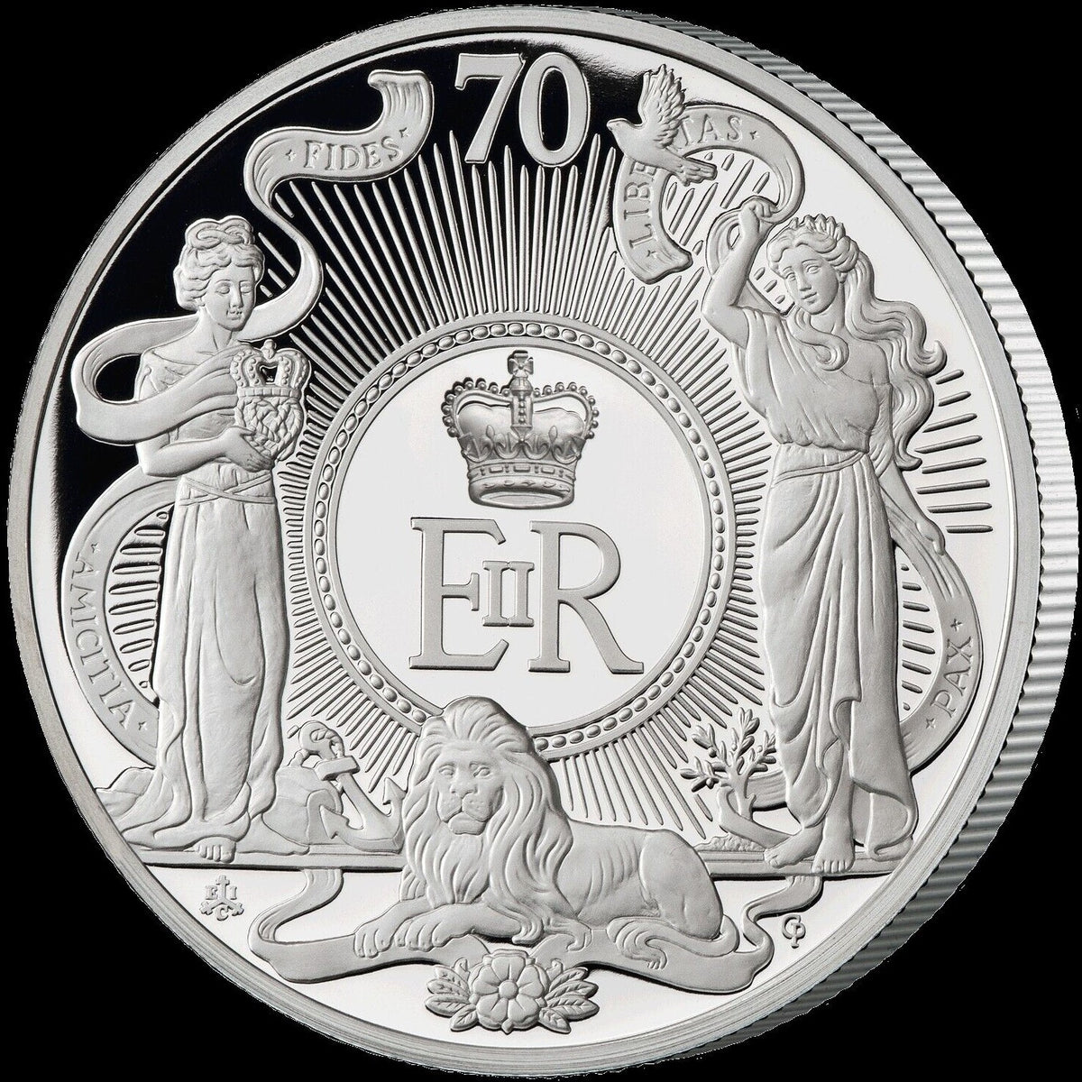 St Helena 2022 1 Pound 1 oz Silver QEII Platinum Jubilee Proof Reverse