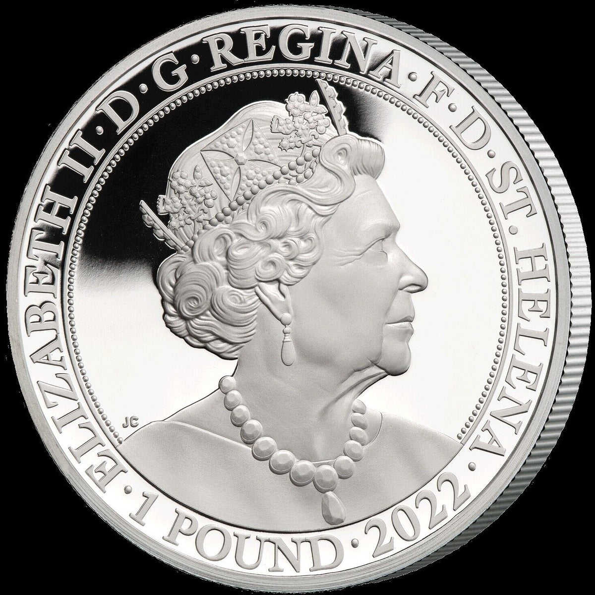 St Helena 2022 1 Pound 1 oz Silver QEII Platinum Jubilee Proof bverse