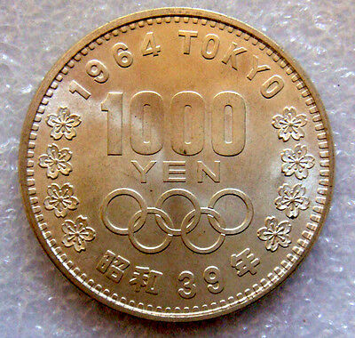 Japan 1964 1000 Yen Tokyo Olympics Mt Fuji 20 Grams Silver