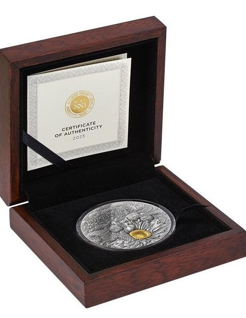 Ghana 2023 10 Cedis Bumblebee Nature Architects 2 Oz Antique Silver Gilded Coin