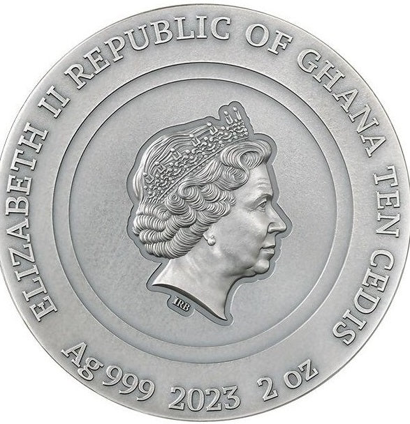 Ghana 2023 10 Cedis Bumblebee Nature Architects 2 Oz Antique Silver Gilded Coin