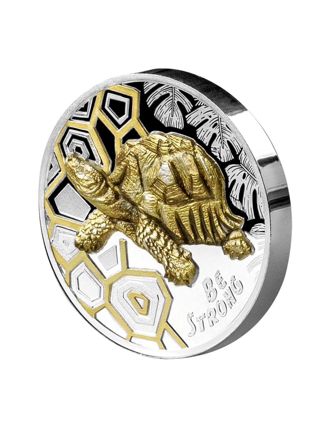 Cameroon 2022 1000 Francs Be Strong Turtle 1 Oz Silver Gold-plated