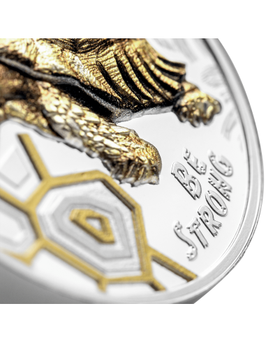 Cameroon 2022 1000 Francs Be Strong Turtle 1 Oz Silver Gold-plated