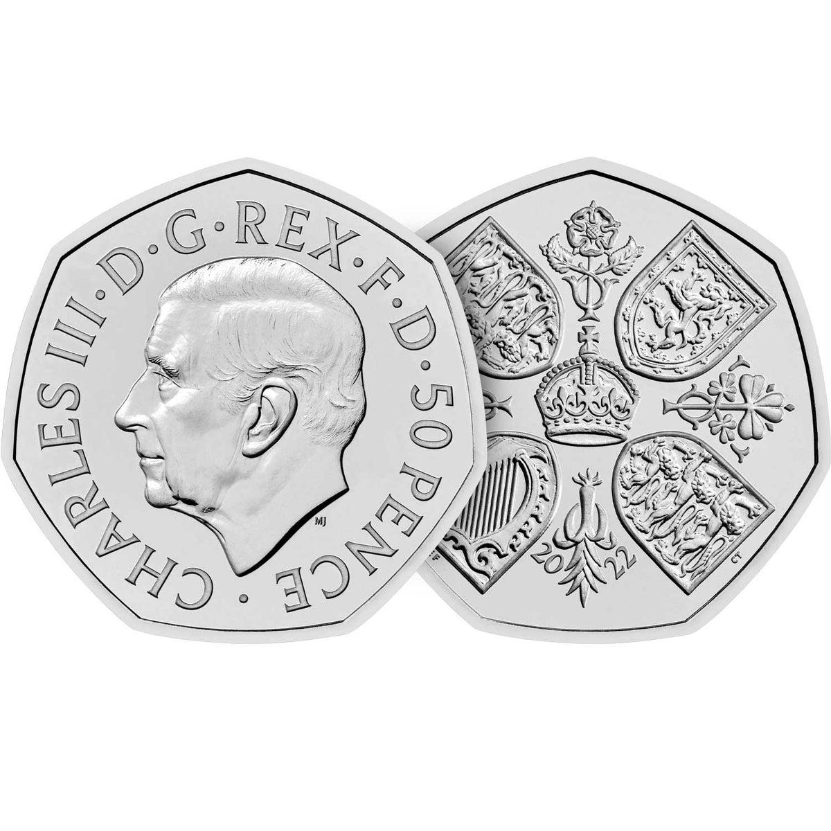 United Kingdom 2022 50p King Charles III /Queen Elizabeth II Tribute Brilliant Uncirculated Coin