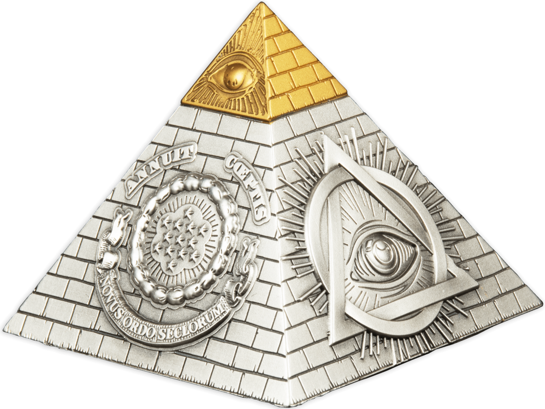 Barbados 2023 $5 Eye of Providence Pyramid 5 Oz Antique Silver Coin 750 Made