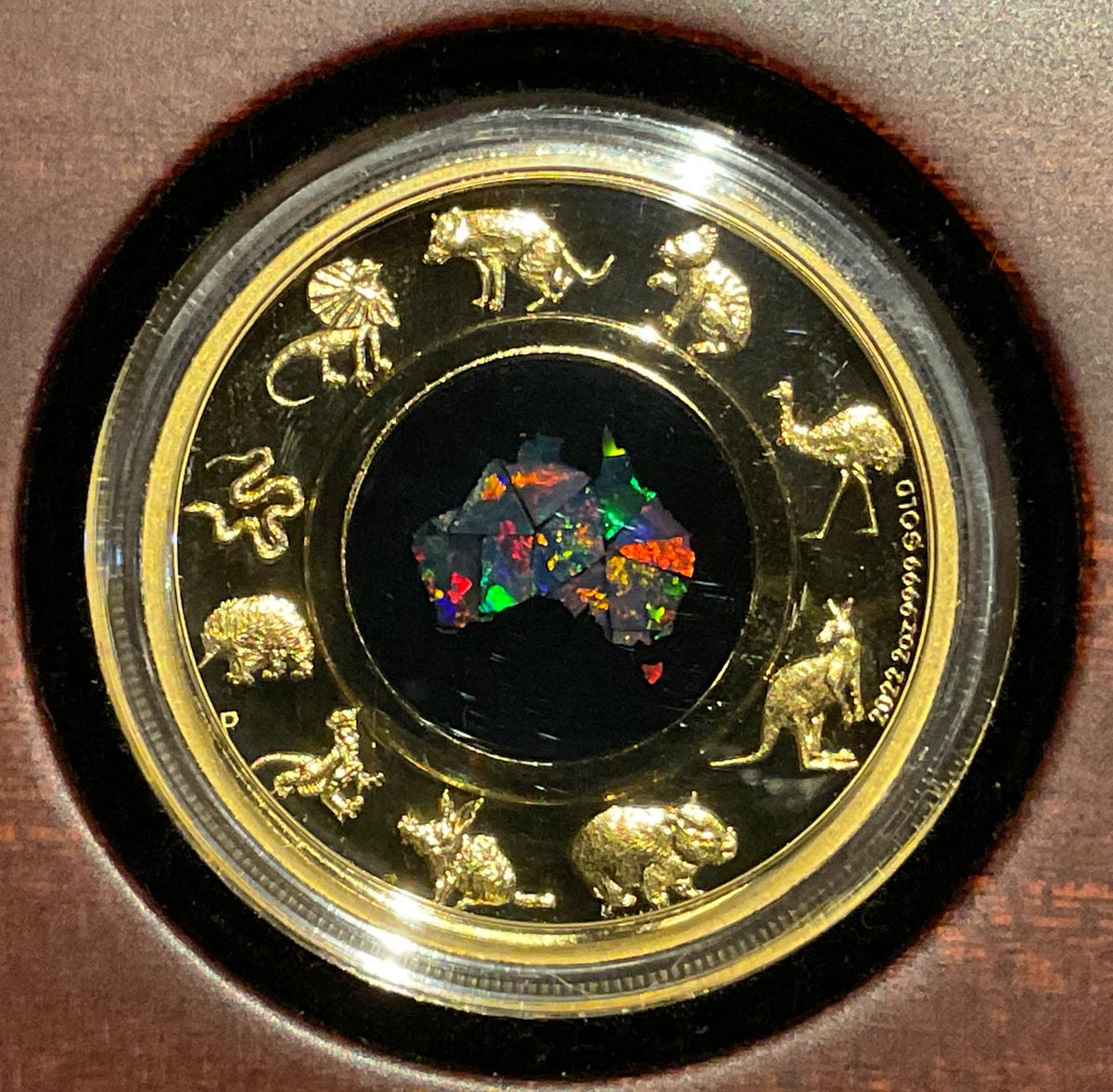 Australia 2022 $200 Great Southern Land 2oz Gold Proof Opal Coin. Reverse.