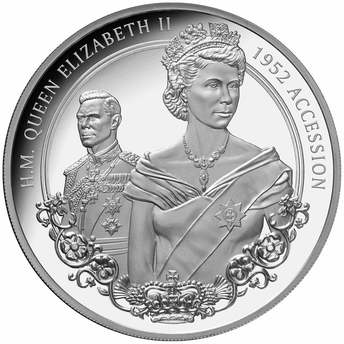 Tokelau 2022 $5 Queen Elizabeth II Accession 1oz Silver Proof Coin