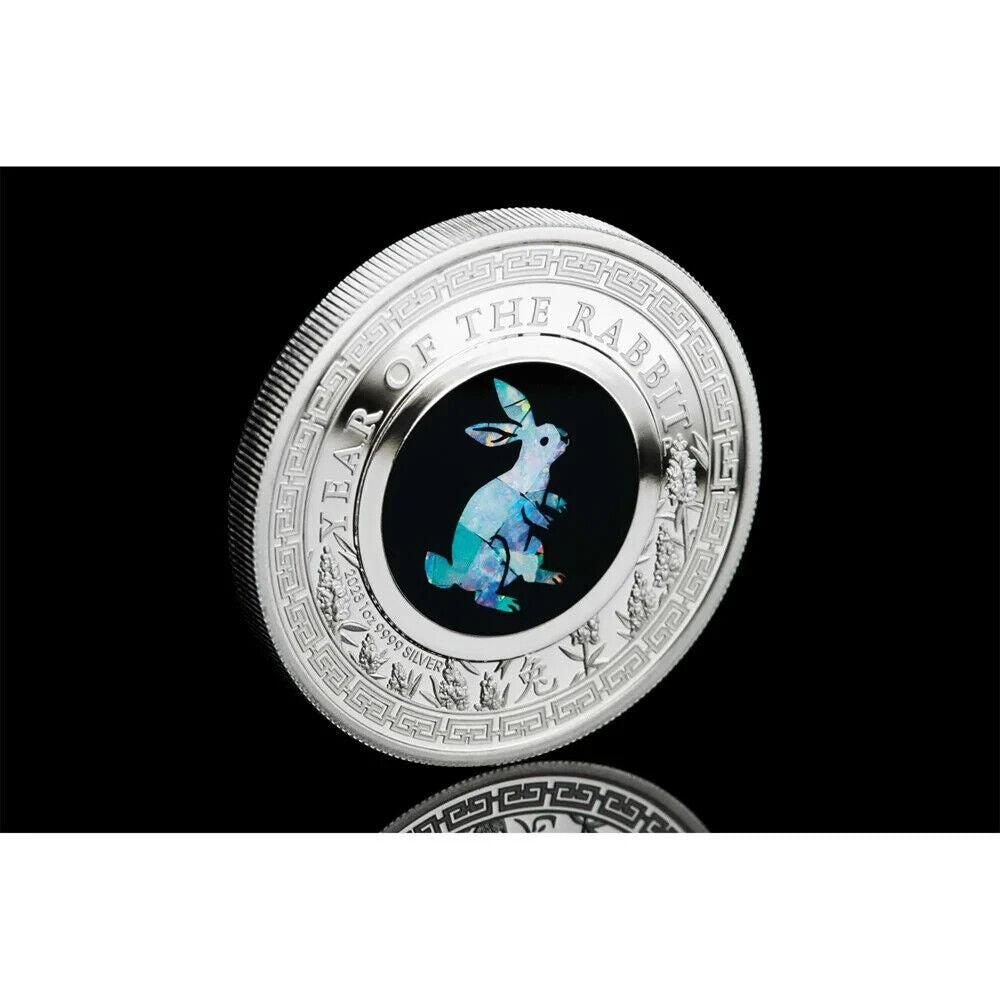 Australia 2023 $1 Opal Series Lunar Year of the Rabbit 1oz Silver Proof Coin Perth Mint