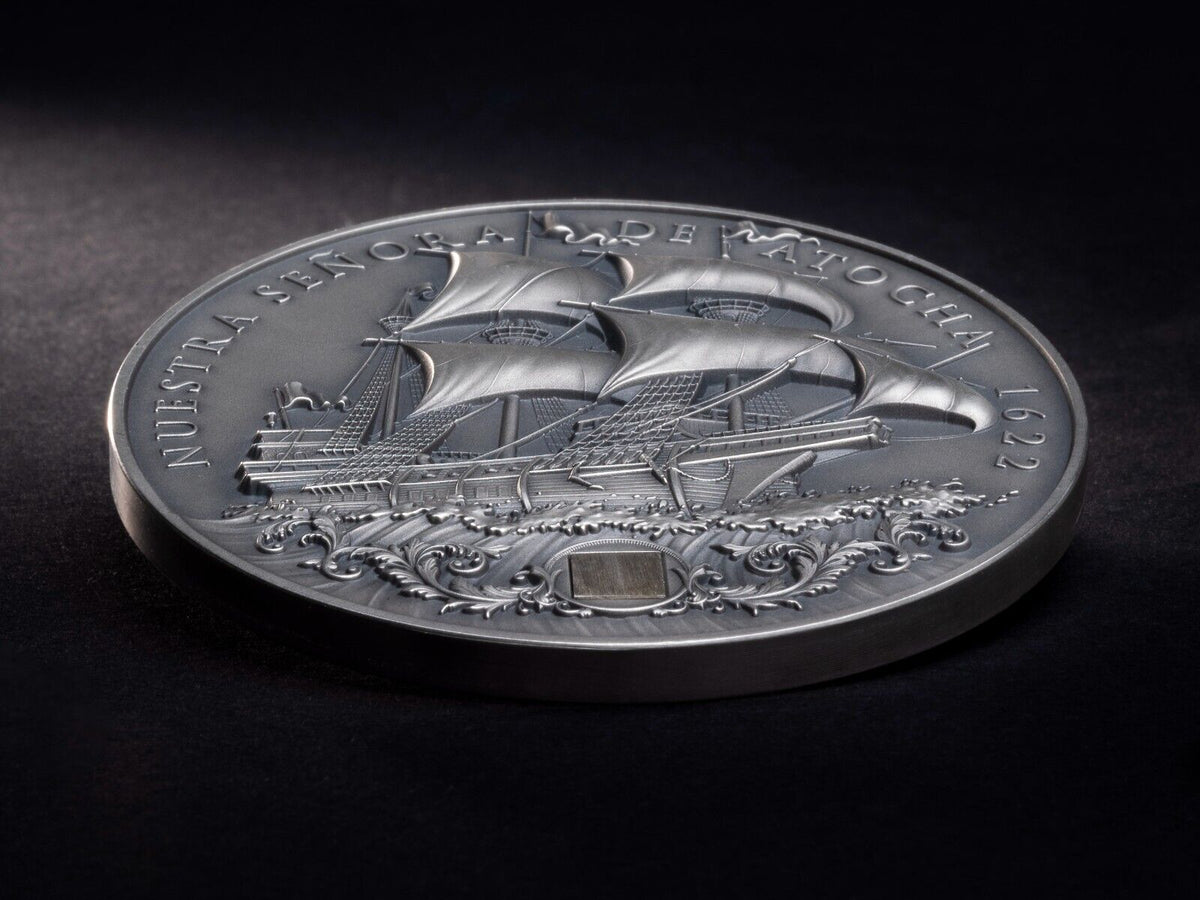 Niue 2022 $5 Nuestra Senora de Atocha 2 oz Silver Coin with Sunken Treasure Inlay- 200 made