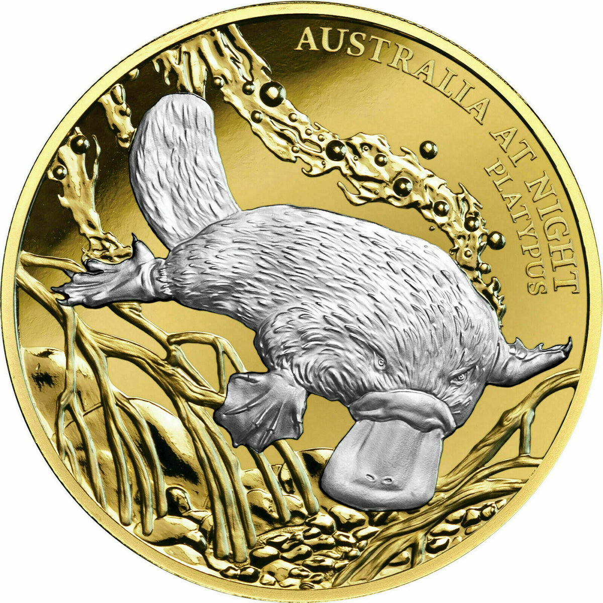 Niue 2019 Australia At Night Platypus $100 1 Oz Gold Proof Platinum Plate -Last Mintage