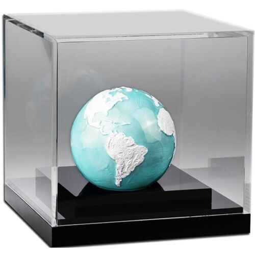 Barbados 2023 $5 Frozen Marble Planet Earth Spherical 3 Oz Silver Coin