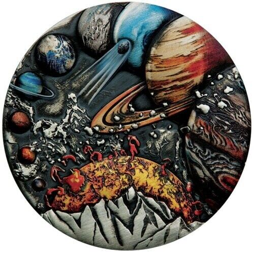 Tuvalu 2022 $5 Planets of the Solar System 5oz Silver Antiqued Coin Perth Mint