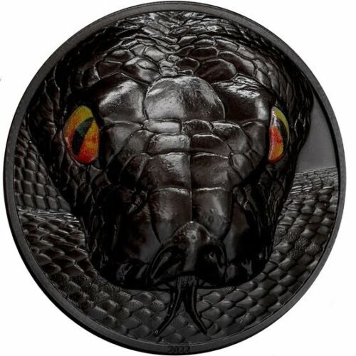 Palau 2022 $10 Python Hunters By Night 2 Oz Silver Black Proof Coin