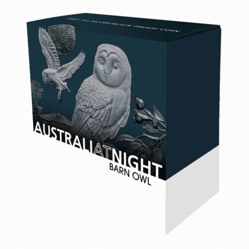 Niue 2022 $1 Barn Owl Australia At Night 1 Oz Pure Silver Black