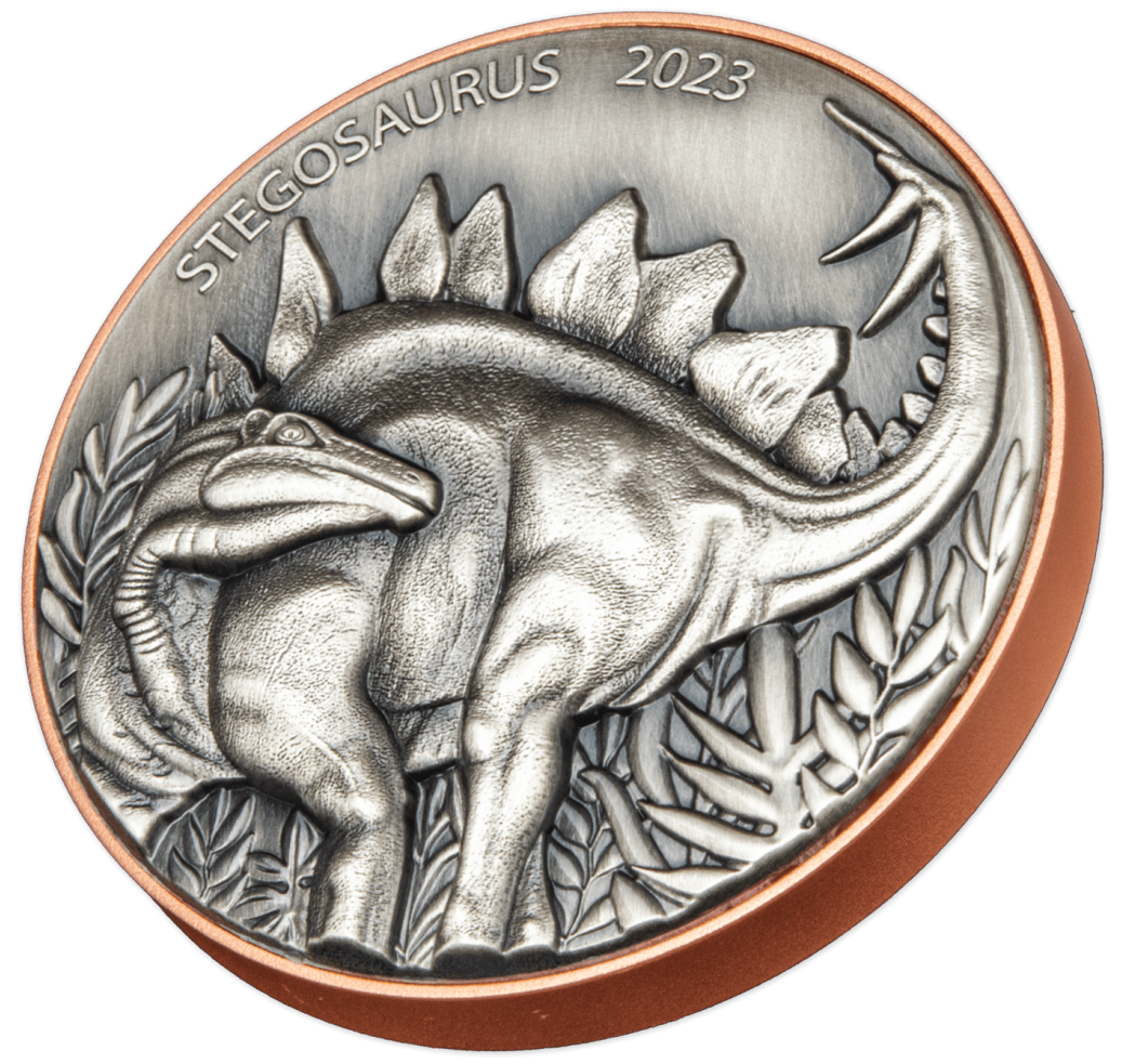 Vanuatu 2023 10 Vatu Stegosauraus Bi-Metal 10 grams Silver and 145 grams Copper Antique Coin