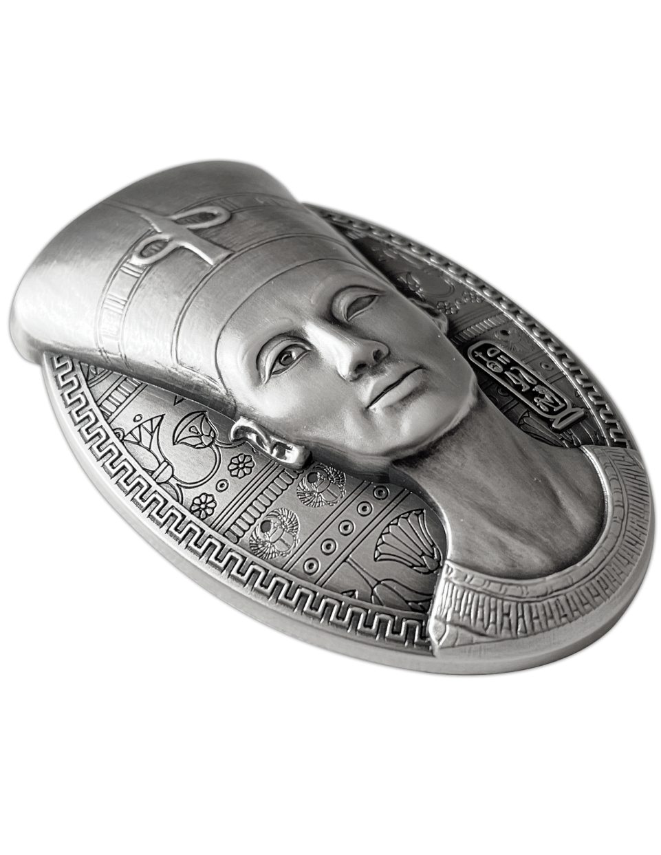 Djibouti 2023 200 Francs The Nefertiti Bust 3 Oz Antique Silver 3D Shaped Coin