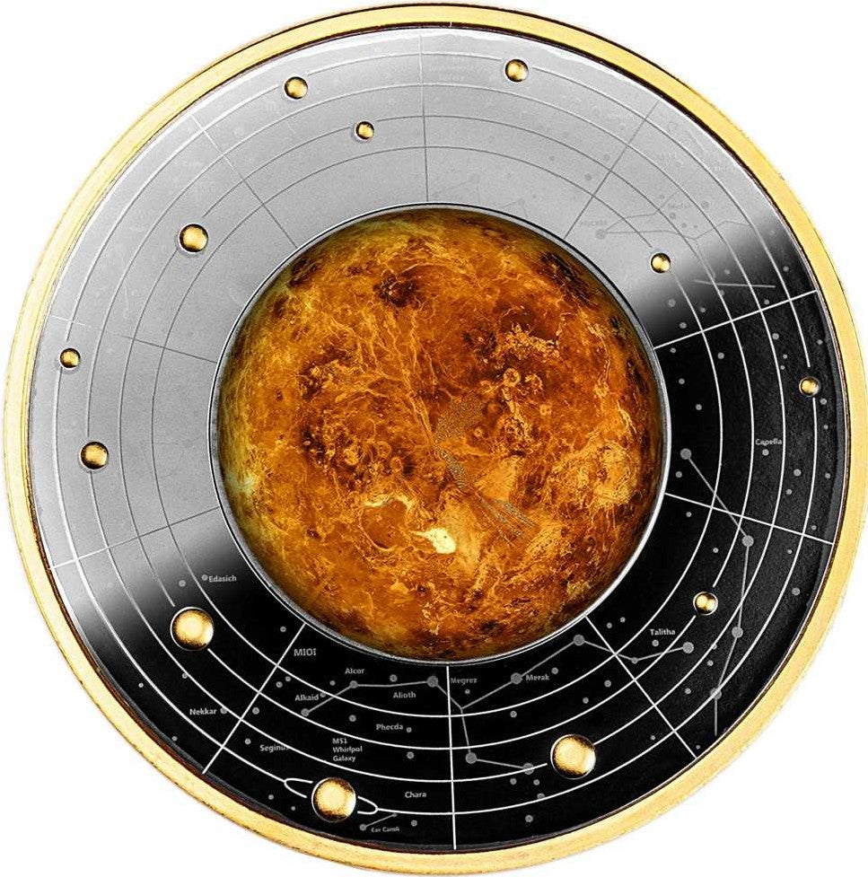 Cameroon 2021 500 Francs Silver Ruthenium Proof Coin - Solar System Series - Venus with Magnifying Lens Coloured