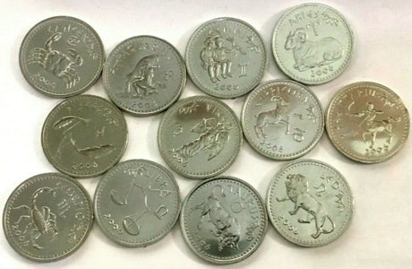 Somaliland 2006 10 Shillings x 12 Zodiac Journey to the Stars Coin Collection Photo of all 12 Coins