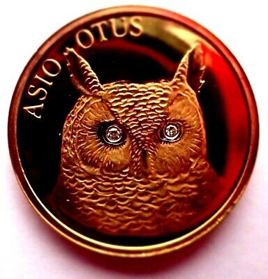 Turkey 2000 50,000,000 Lira Proof ASIO Otus Owl Gold 750/1000 Real Diamond Eyeseverse Coin
