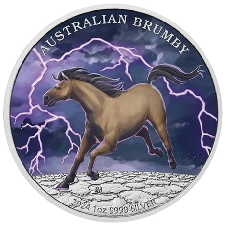 Australia 2024 $1 AUSTRALIAN BRUMBY - 1 oz .9999 Pure Silver Coloured Coin 1500 Made PERTH MINT Reverse