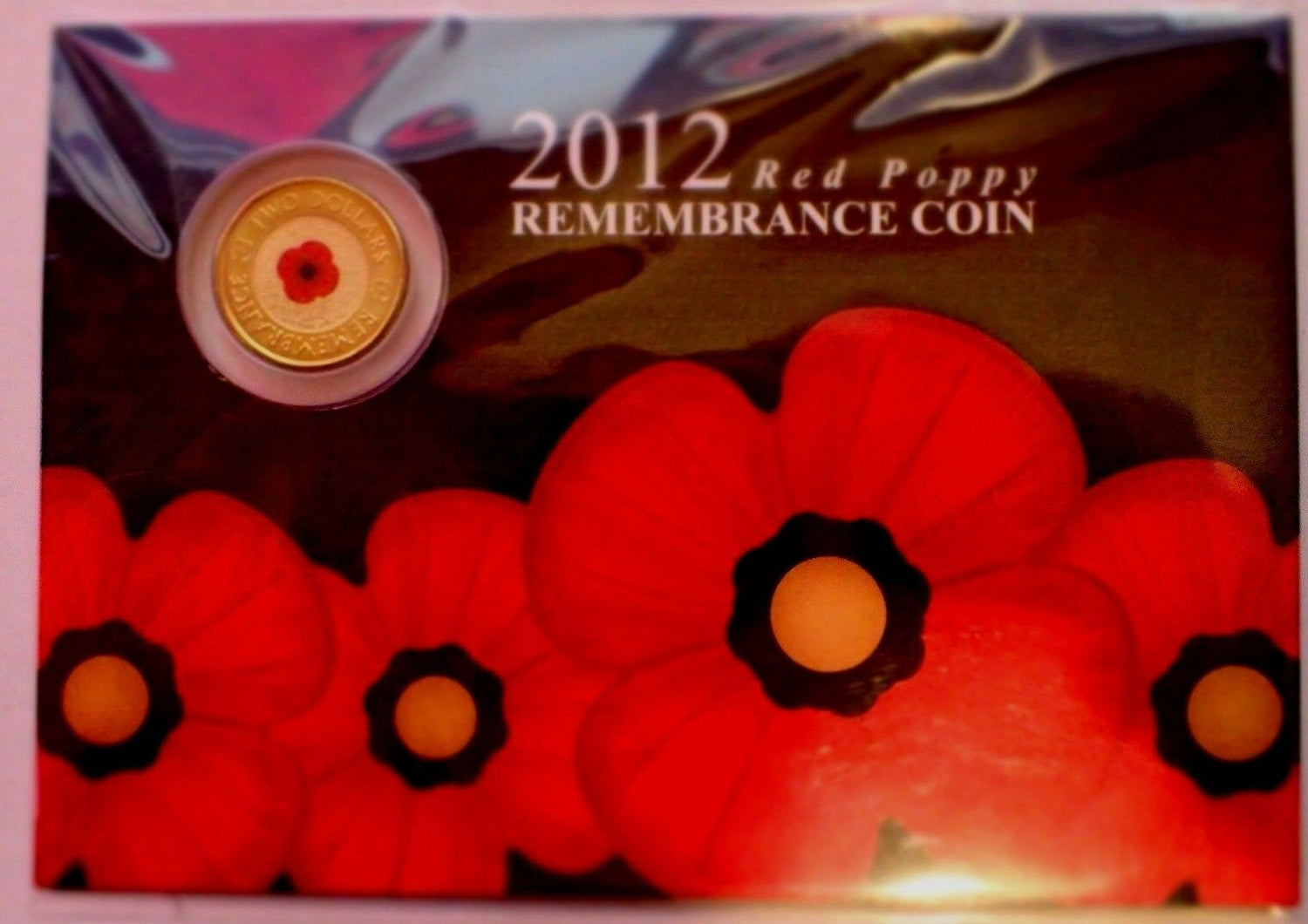 Australia 2022 $2 Red Poppy $2 C Mintmark Remembrance Day Coloured Uncirculated Coin Reverse