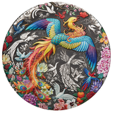 Tuvalu 2023 $5 Phoenix &amp; Birds 5oz .9999 Antiqued Coloured Silver Reverse of Coin