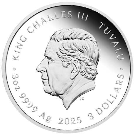 Tuvalu 2025 $3 IMPERIAL GOLDEN DRAGON Coloured METALLIC SHIMMER 3oz .9999 Silver Proof