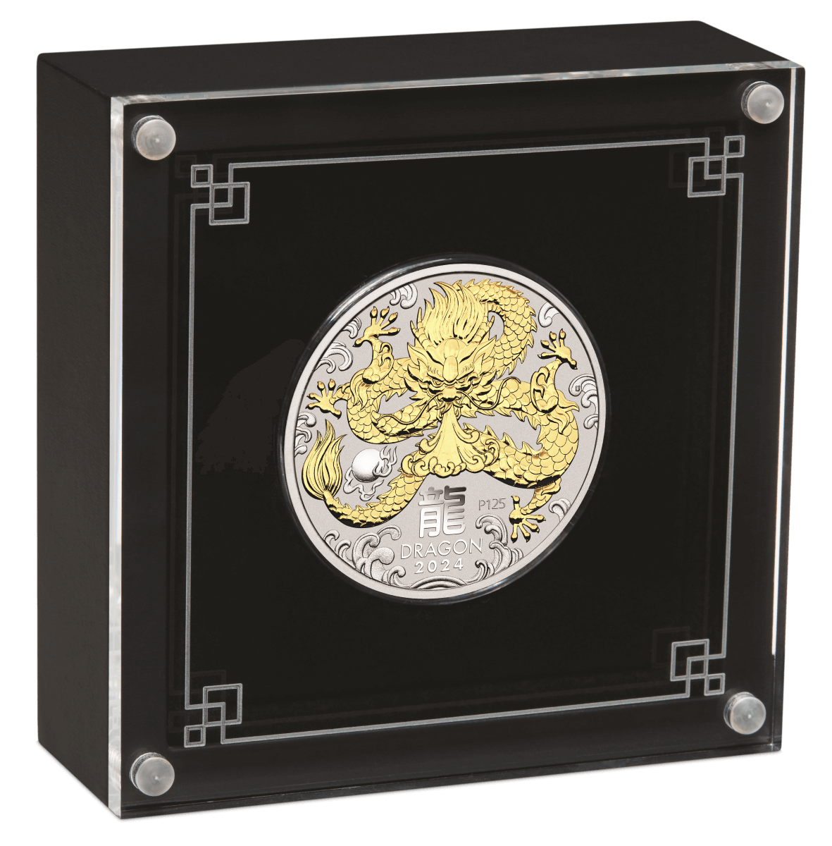 Australian Lunar Series III 2024 $1 Year of the Dragon 1oz .9999 Silver Gilded Coin Perth Mint