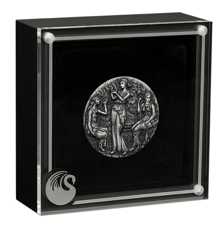 Tuvalu 2025 $2 THE MOIRAI- FATE High Relief .9999 2 Oz Antique Silver PERTH MINT