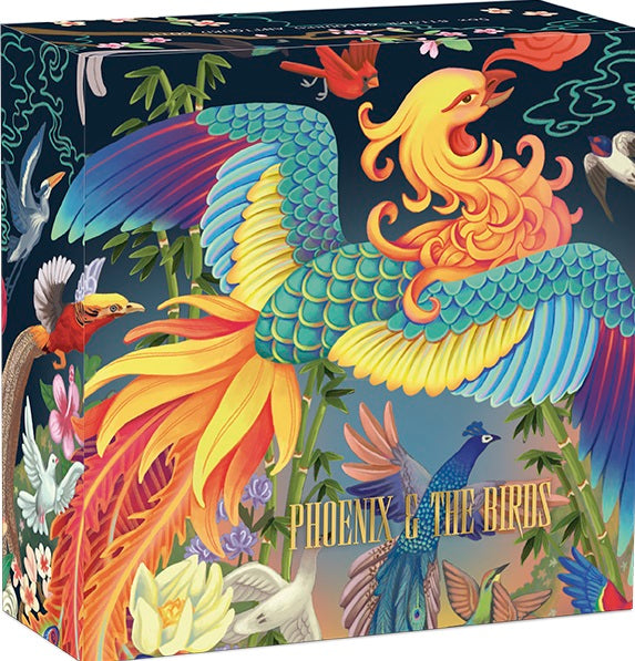 Tuvalu 2023 $5 Phoenix &amp; Birds 5oz .9999 Antiqued Coloured Silver Shipper Box