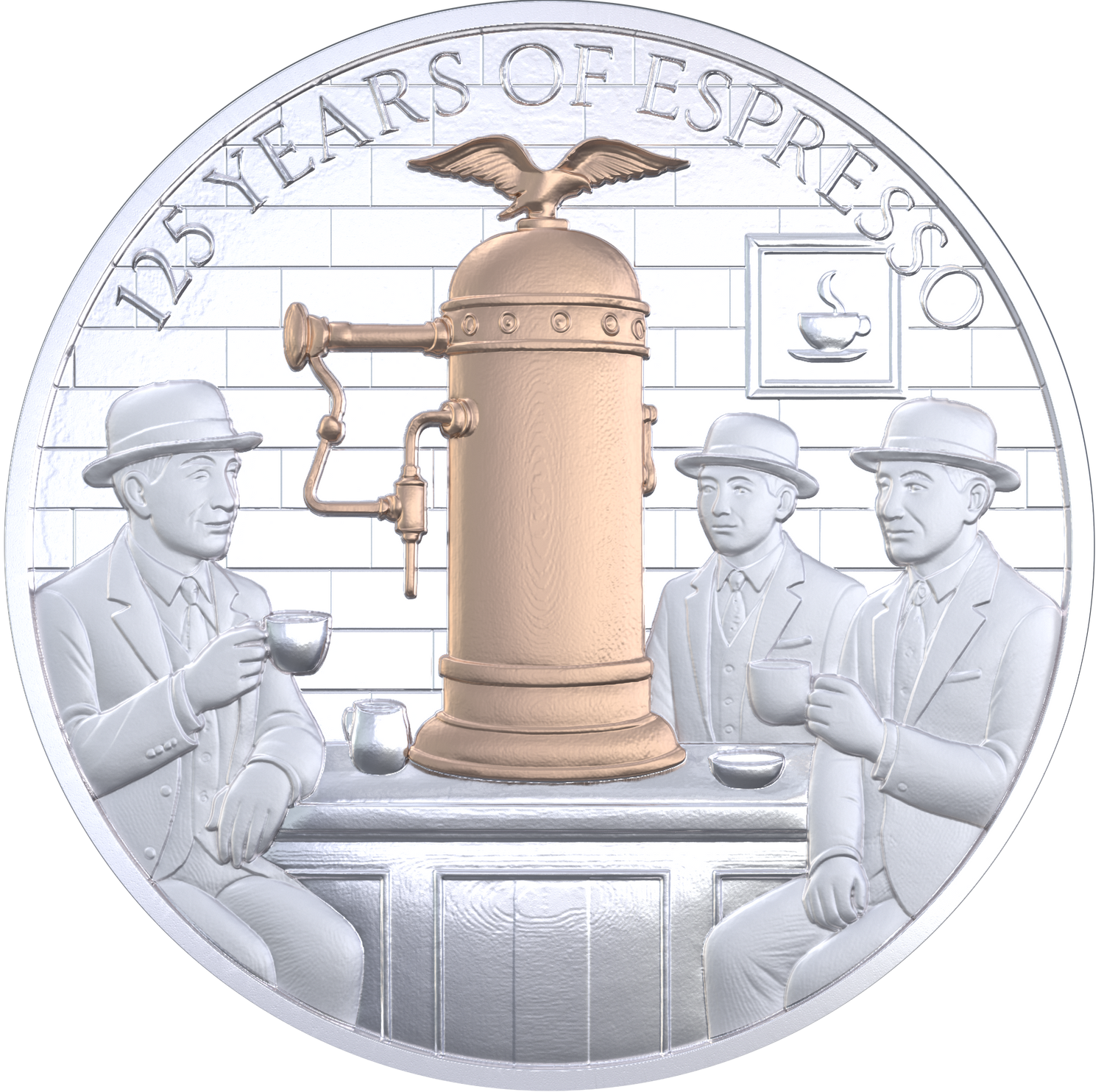 Pitcairn Islands 2026 $5 125 Years of Espresso 2oz .999 Silver Proof Coin Reverse