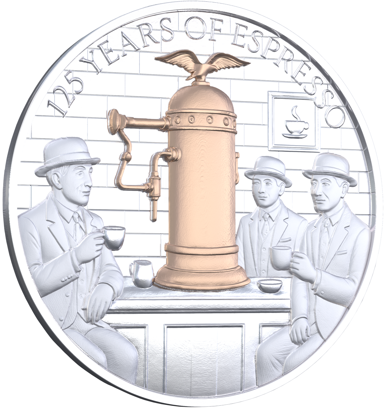 Pitcairn Islands 2026 $5 125 Years of Espresso 2oz .999 Silver Proof Coin Reverse Side