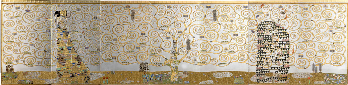  Gustav Klimt’s iconic Stoclet Frieze, one of the defining masterpieces of Viennese Art Nouveau. the seven 1oz  bars form a seamless, continuous motif with innovative edgeless minting with exceptional precision. The design is refined with partial gold plating, black platinum accents, colour printing, and shimmering gold glitter, creating vivid depth and luminous highlights. Congo 2026 20 Francs CFA EDGELESS MINTING: STOCLET FRIEZE - 7 x 1oz .999 Silver Reverse