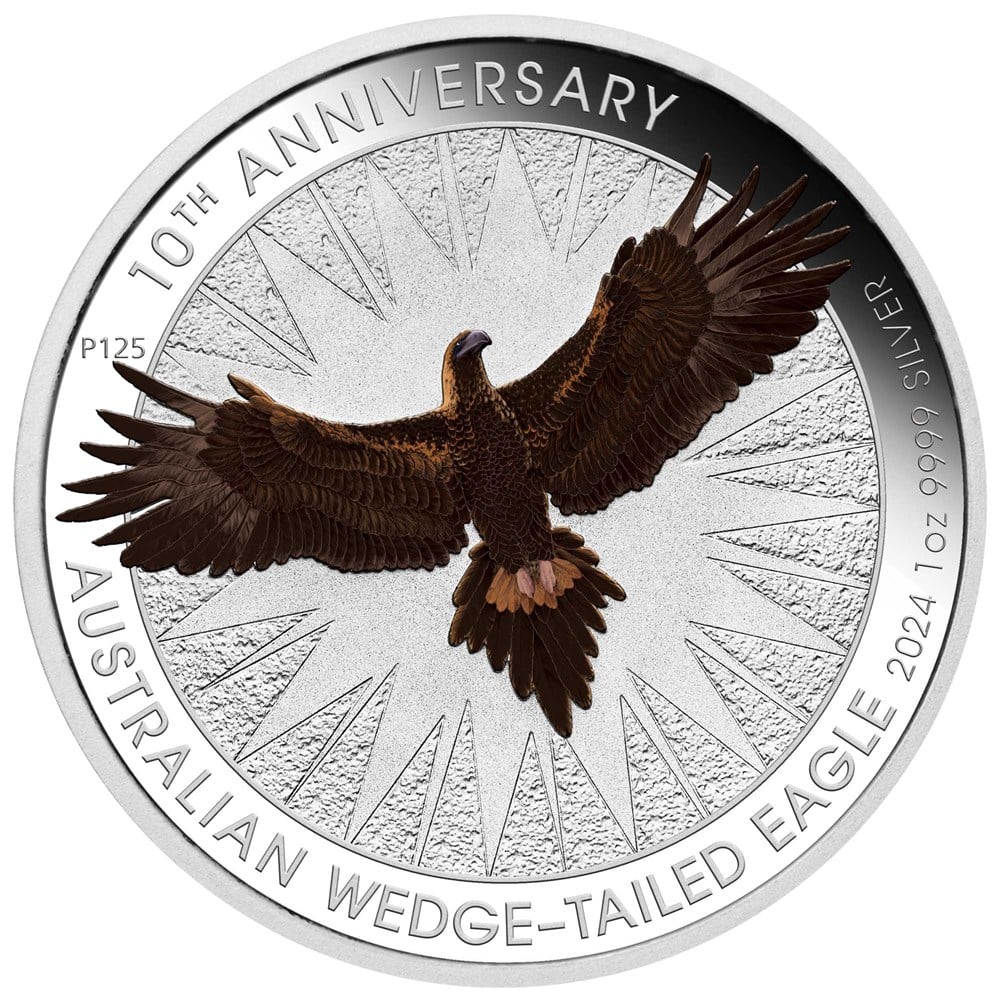Australia 2024 $1 Wedge-taled Eagle Coloured 1 oz .9999 Silver Perth Mint