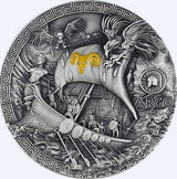 Argo Ship - Argonauts 2 oz .999 High Relief Silver 5$ Niue 2024