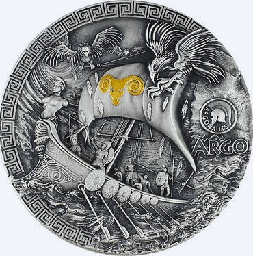 Argo Ship - Argonauts 2 oz .999 High Relief Silver 5$ Niue 2024