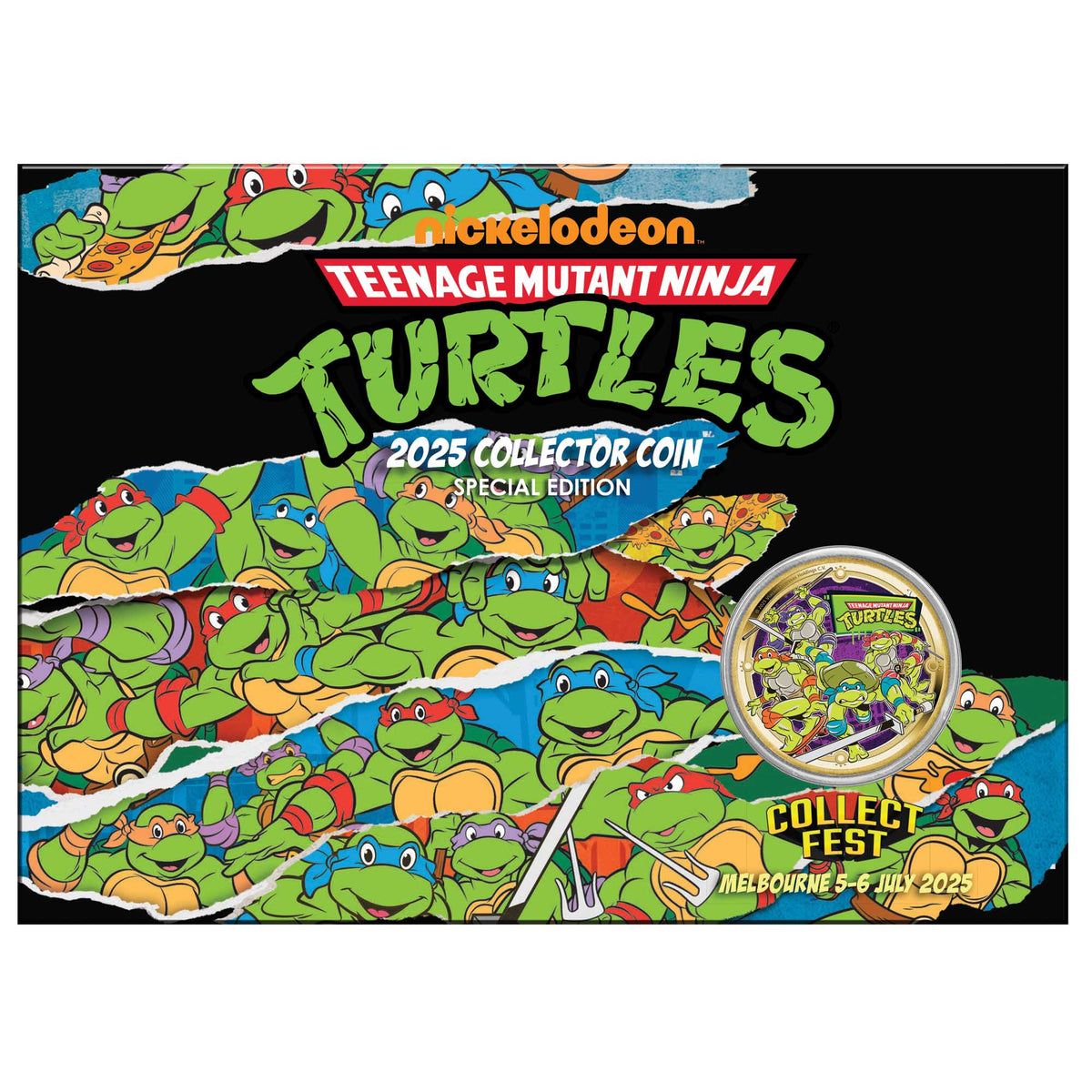 COLLECTFEST SPECIAL EDITION Tuvalu 2025 $1 Teenage Mutant Ninja Turtles Al-Br Collector Coin in Card 1500 Made PERTH MINT
