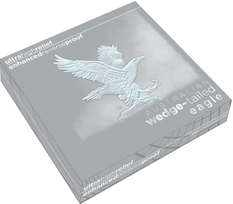 Australian Wedge-tailed Eagle 2023 $30 1 Kilo .9999 Silver Enhanced Reverse Proof Ultra High Relief Coin Perth Mint Shipper