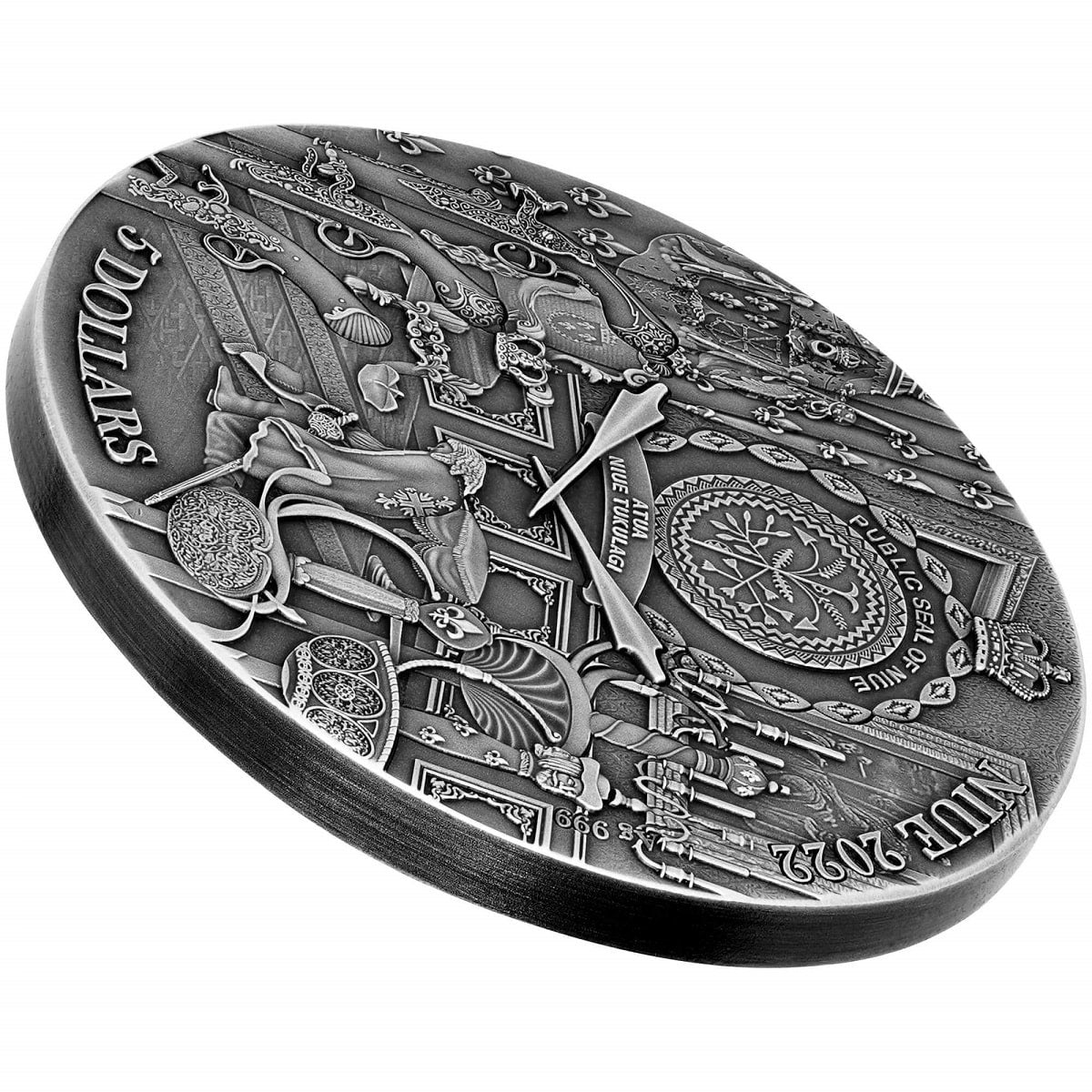 Niue 2022 $5 The Three Musketeers D’Artagnan 2oz .999 Silver Antiqued Coin