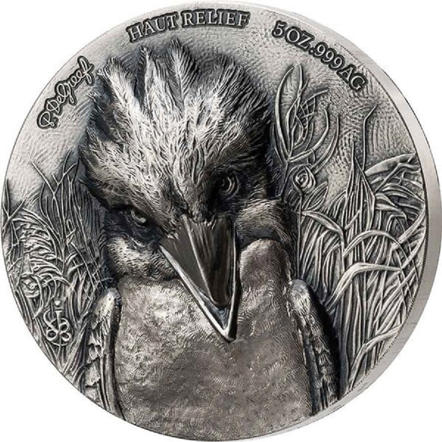 Ivory Coast 2022 5000 Francs CFA Signature Edition Kookaburra 2 x 5oz .999 Antique Silver Set